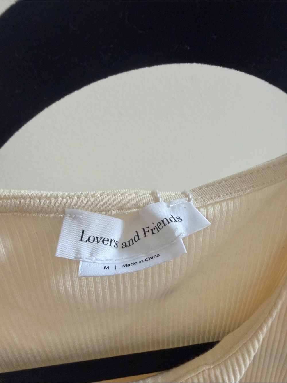 Lovers + Friends Cream Ribbed Long Sleeve Cutout Crop Top - Picture 4 of 7